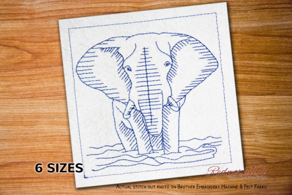 African Bush Elephant Standing in Water Embroidery Review