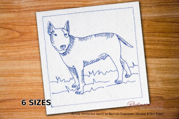 Bull Terrier Dog Redwork Embroidery Review