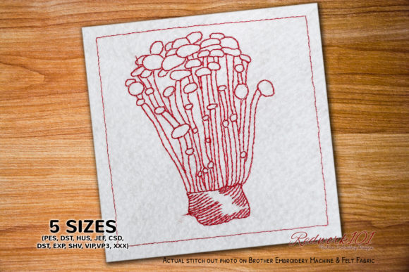 Enoki Mushroom Lineart Embroidery Review