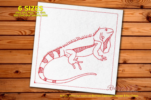 Green Iguana Lizard Bluework Embroidery Review