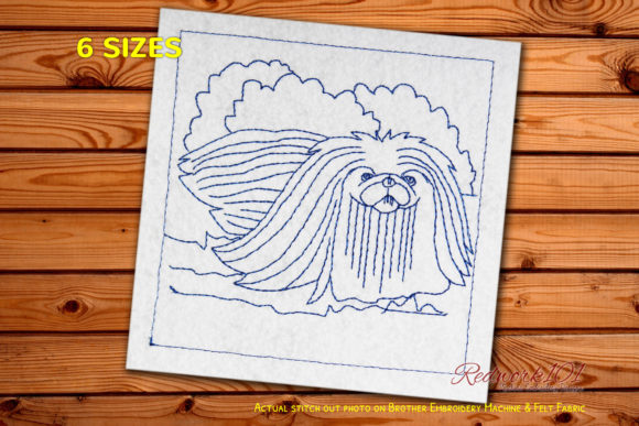 Hairy Pekingese Dog Redwork Embroidery Review