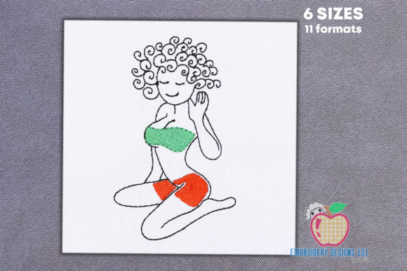 Hot Girl Sitting on Beach Sketch Embroidery Review