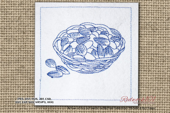 Raw Almond in Wooden Container Embroidery Review